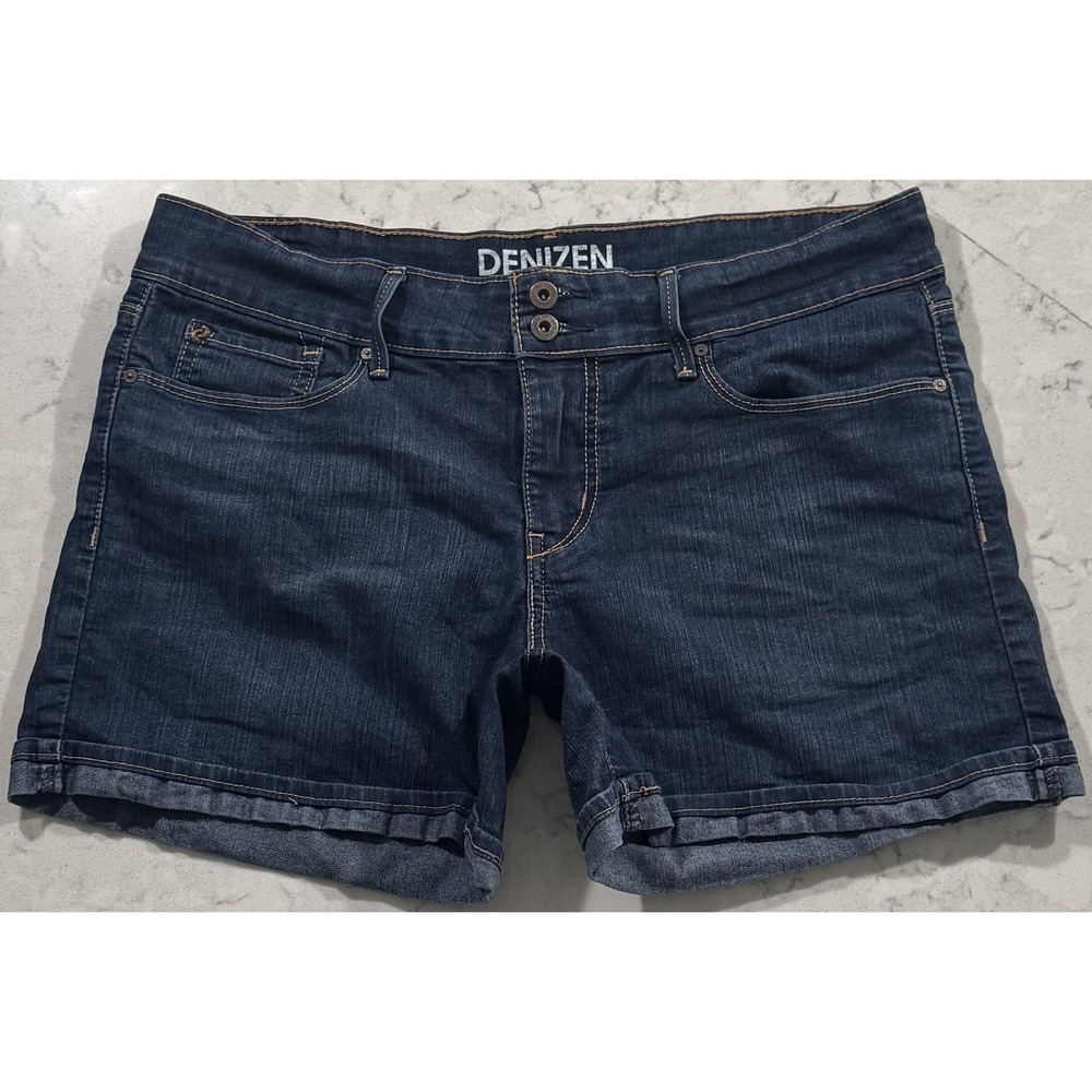 Denizen Levi's Denim Shorts Womens 10 Blue Dark Wash Cuffed Cotton Stretch